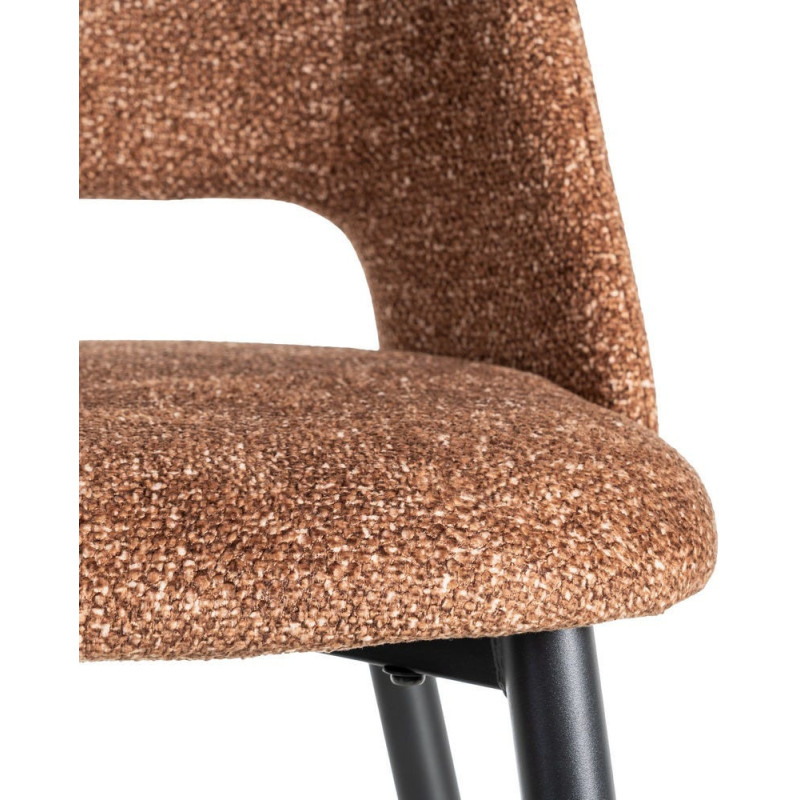 Chaise rétro chic en Tissu Ocre Chiné Métal Noir Norian (Lot de 2) - 8