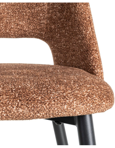 Chaise rétro chic en Tissu Ocre Chiné Métal Noir Norian (Lot de 2) - 8