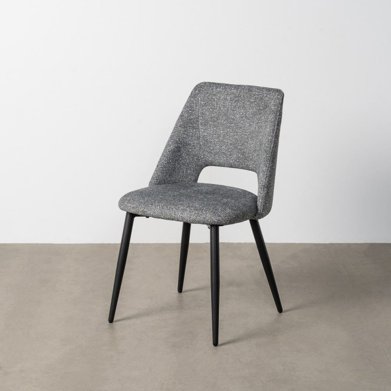 Chaise rétro chic en Tissu Vert Chiné Métal Noir Norian (Lot de 2) - 11