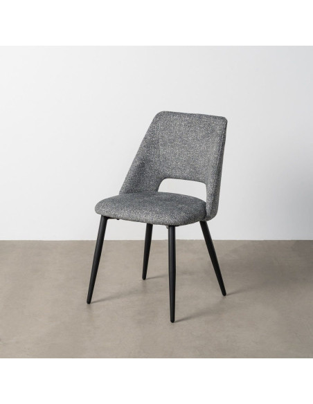 Chaise rétro chic en Tissu Vert Chiné Métal Noir Norian (Lot de 2) - 11