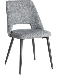 Chaise rétro chic en Tissu Vert Chiné Métal Noir Norian (Lot de 2) - 1