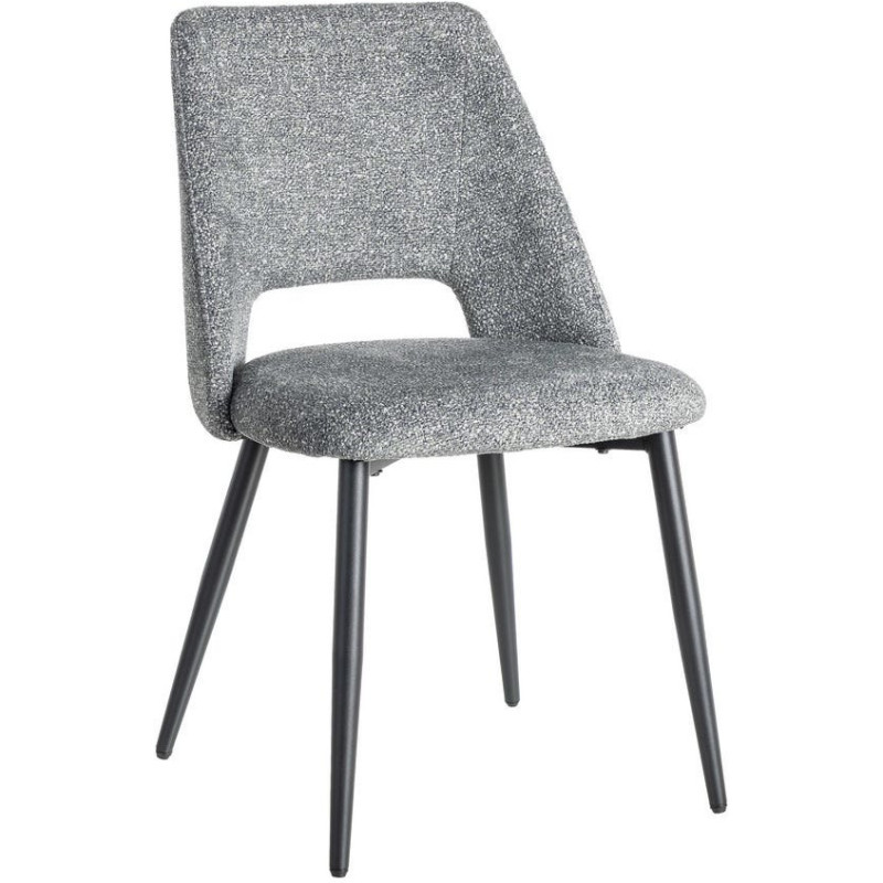 Chaise rétro chic en Tissu Vert Chiné Métal Noir Norian (Lot de 2) - 1