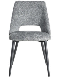 Chaise rétro chic en Tissu Vert Chiné Métal Noir Norian (Lot de 2) - 1 2