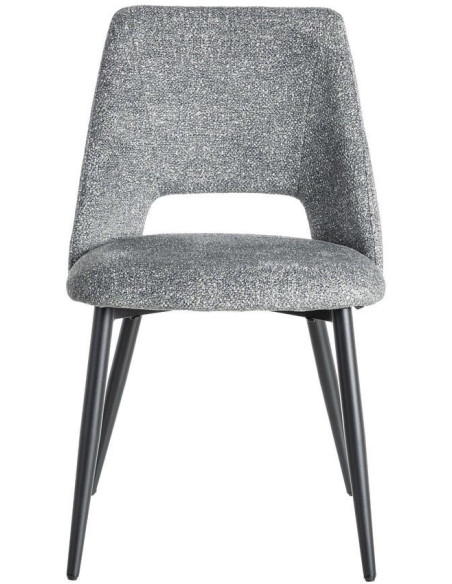 Chaise rétro chic en Tissu Vert Chiné Métal Noir Norian (Lot de 2) - 2