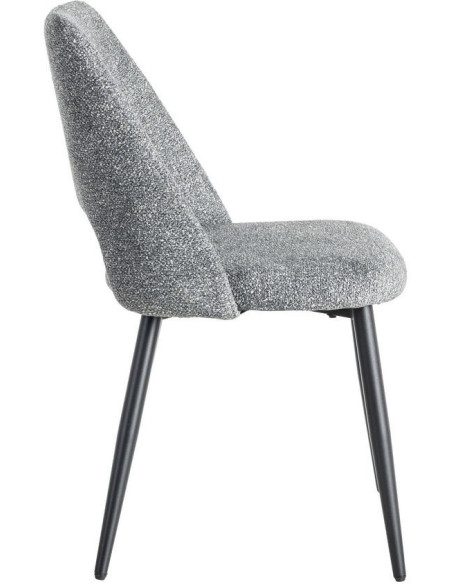 Chaise rétro chic en Tissu Vert Chiné Métal Noir Norian (Lot de 2) - 3