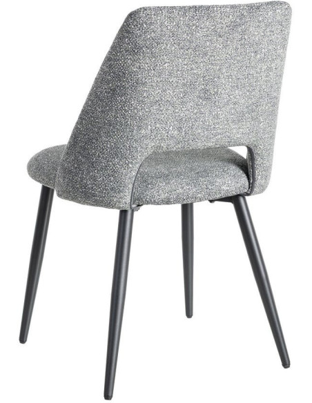 Chaise rétro chic en Tissu Vert Chiné Métal Noir Norian (Lot de 2) - 4