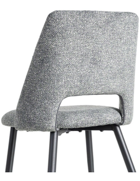 Chaise rétro chic en Tissu Vert Chiné Métal Noir Norian (Lot de 2) - 5