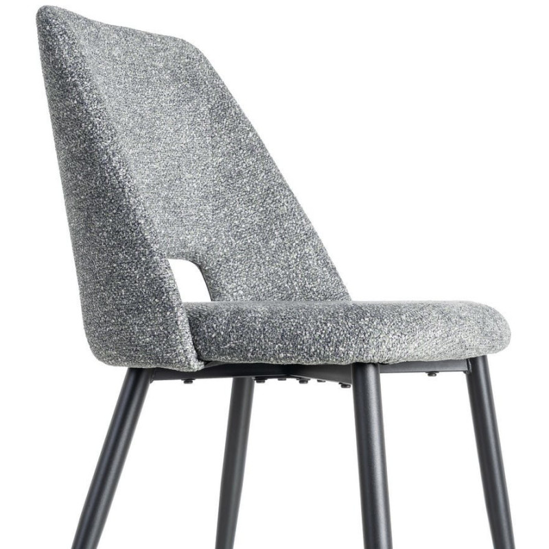 Chaise rétro chic en Tissu Vert Chiné Métal Noir Norian (Lot de 2) - 6