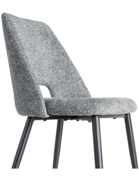 Chaise rétro chic en Tissu Vert Chiné Métal Noir Norian (Lot de 2) - 6