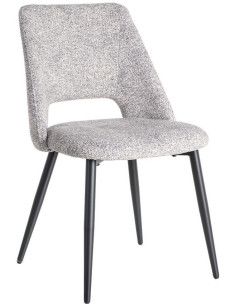 Chaise rétro chic en Tissu Gris blanc Chiné Métal Noir Norian (Lot de 2) - 1