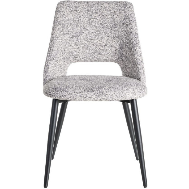 Chaise rétro chic en Tissu Gris blanc Chiné Métal Noir Norian (Lot de 2) - 2