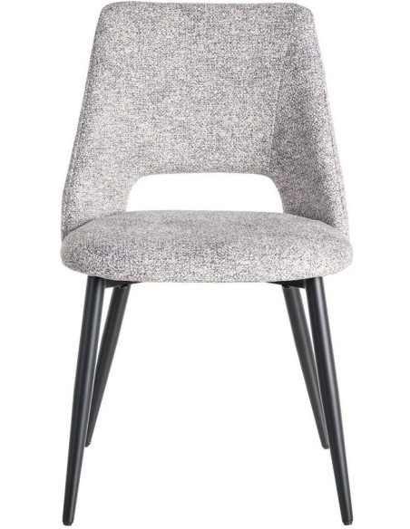 Chaise rétro chic en Tissu Gris blanc Chiné Métal Noir Norian (Lot de 2) - 2