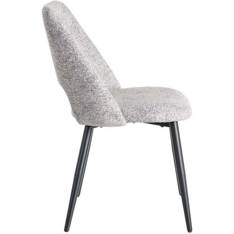 Chaise rétro chic en Tissu Gris blanc Chiné Métal Noir Norian (Lot de 2) - 3