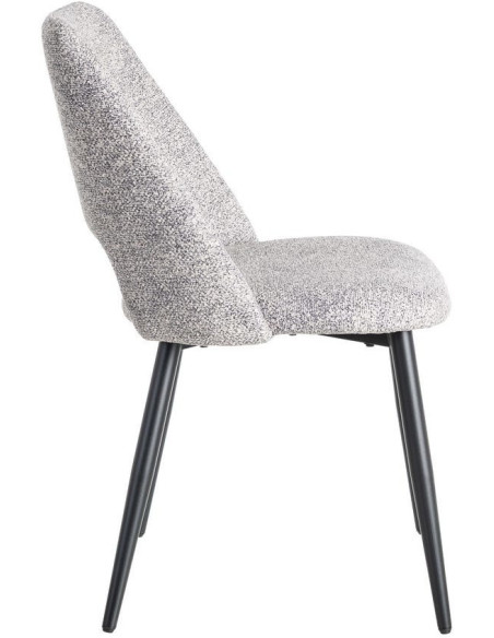 Chaise rétro chic en Tissu Gris blanc Chiné Métal Noir Norian (Lot de 2) - 3
