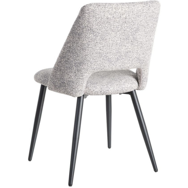Chaise rétro chic en Tissu Gris blanc Chiné Métal Noir Norian (Lot de 2) - 4