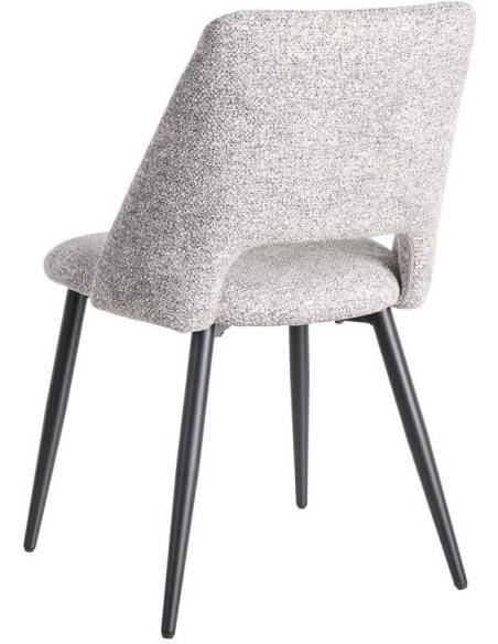 Chaise rétro chic en Tissu Gris blanc Chiné Métal Noir Norian (Lot de 2) - 4