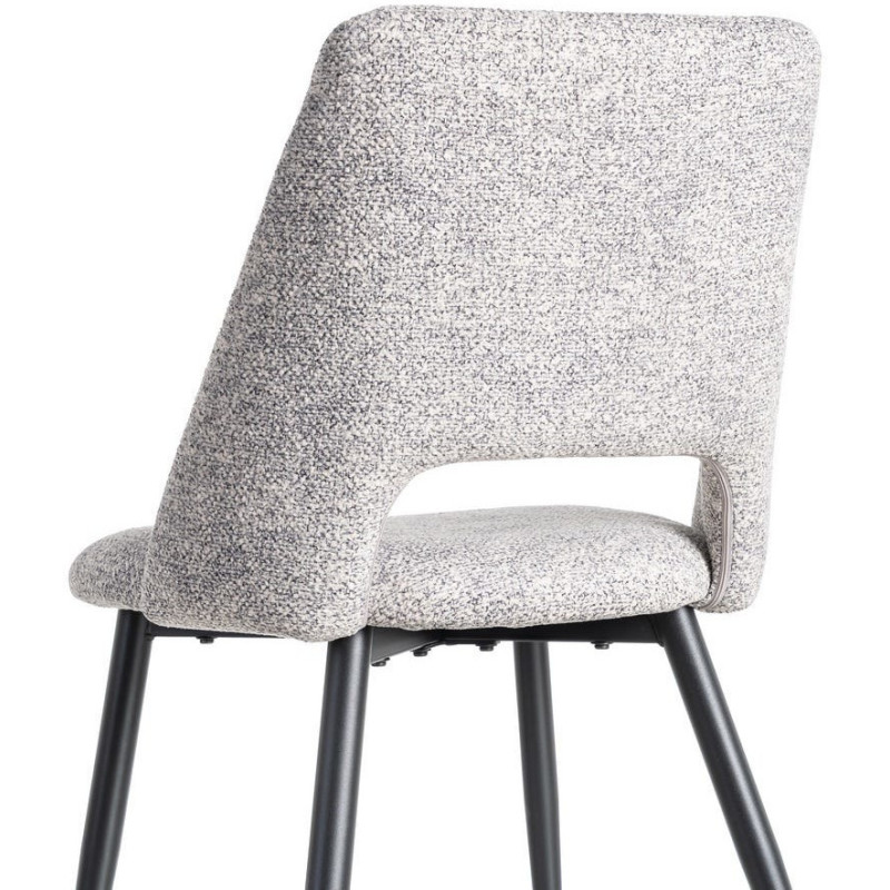 Chaise rétro chic en Tissu Gris blanc Chiné Métal Noir Norian (Lot de 2) - 5