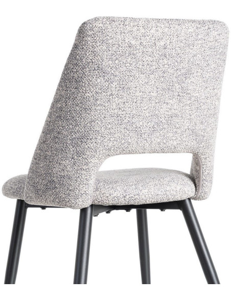 Chaise rétro chic en Tissu Gris blanc Chiné Métal Noir Norian (Lot de 2) - 5