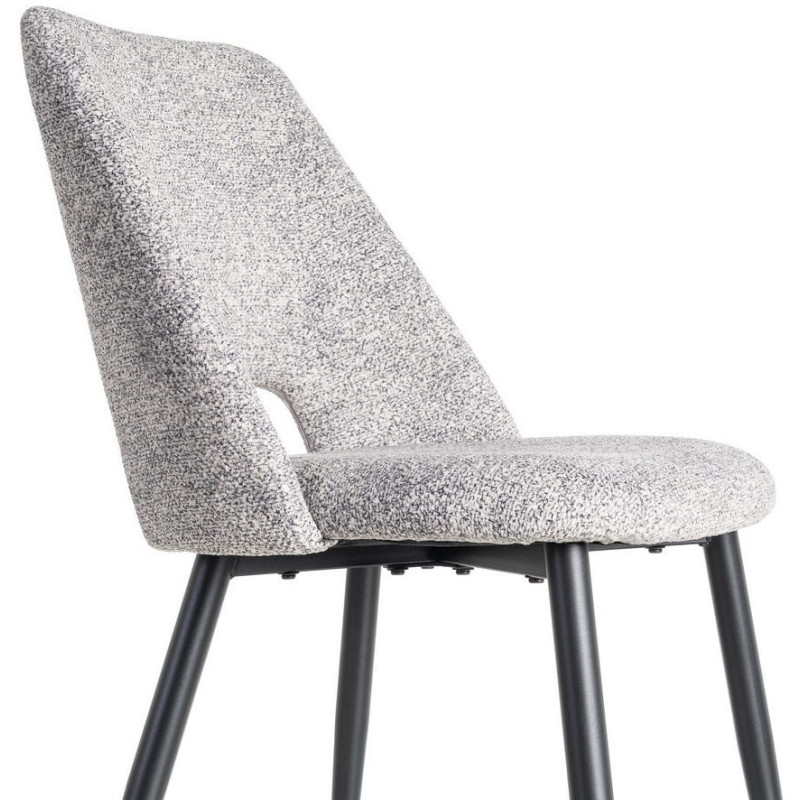 Chaise rétro chic en Tissu Gris blanc Chiné Métal Noir Norian (Lot de 2) - 6