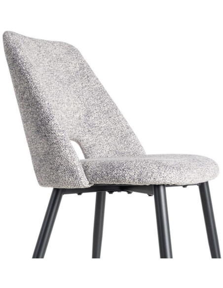 Chaise rétro chic en Tissu Gris blanc Chiné Métal Noir Norian (Lot de 2) - 6