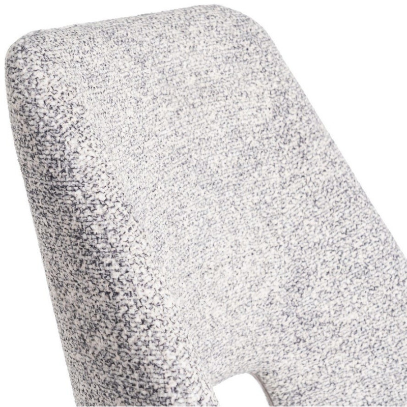 Chaise rétro chic en Tissu Gris blanc Chiné Métal Noir Norian (Lot de 2) - 7