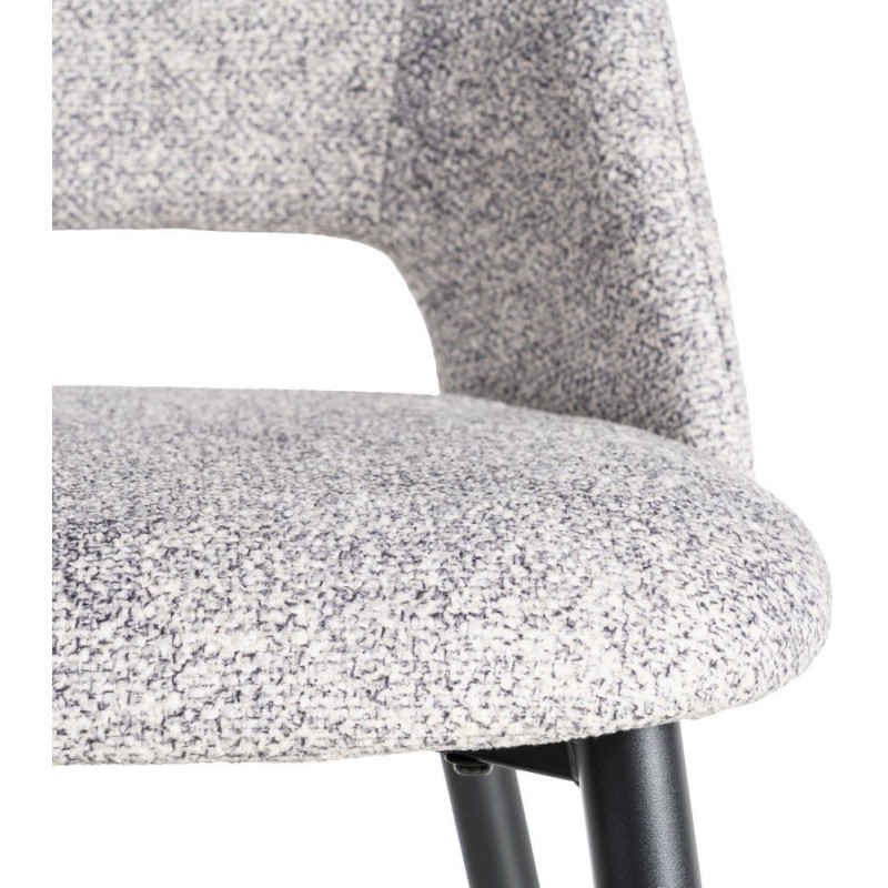 Chaise rétro chic en Tissu Gris blanc Chiné Métal Noir Norian (Lot de 2) - 8