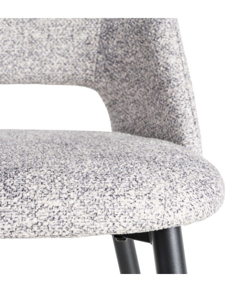 Chaise rétro chic en Tissu Gris blanc Chiné Métal Noir Norian (Lot de 2) - 8