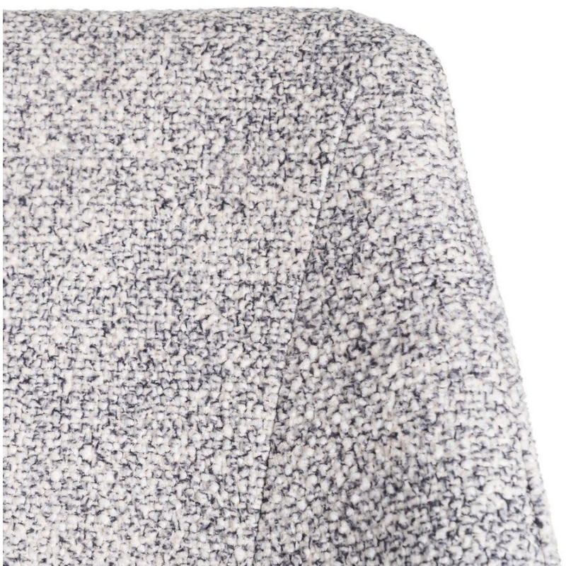 Chaise rétro chic en Tissu Gris blanc Chiné Métal Noir Norian (Lot de 2) - 9