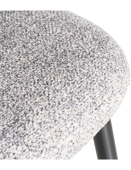 Chaise rétro chic en Tissu Gris blanc Chiné Métal Noir Norian (Lot de 2) - 10