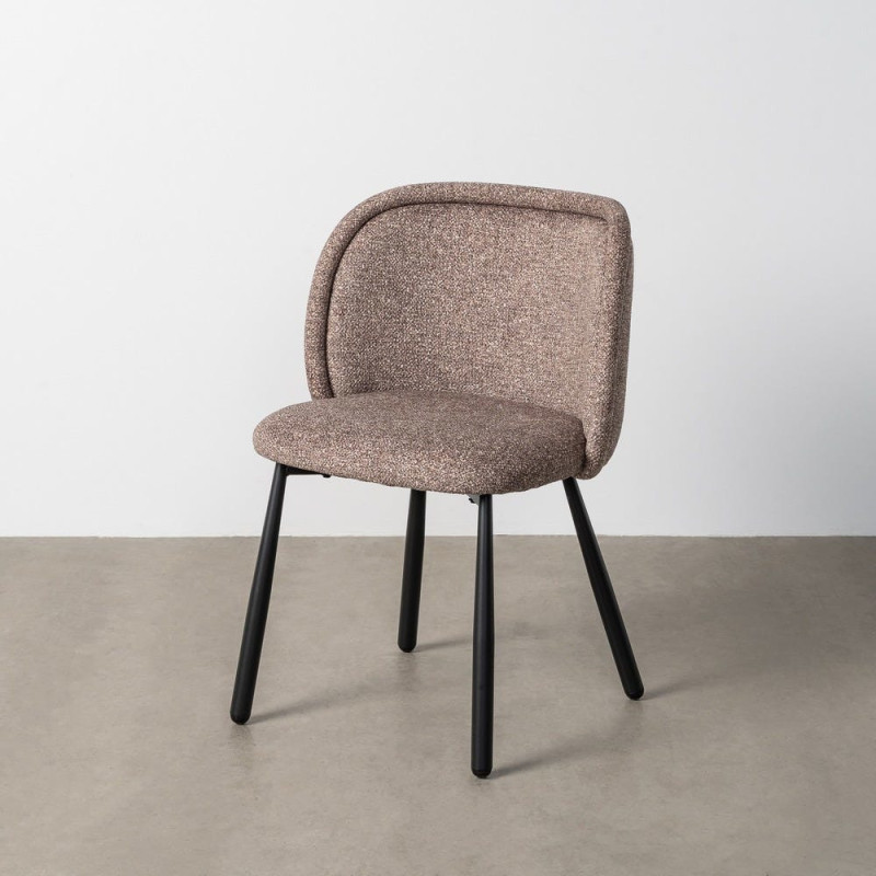 Chaise rétro dossier large en Tissu Vieux taupe Chiné Métal Noir Tiriel (Lot de 2) - 11