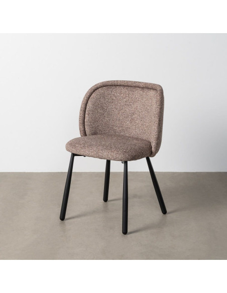 Chaise rétro dossier large en Tissu Vieux taupe Chiné Métal Noir Tiriel (Lot de 2) - 11