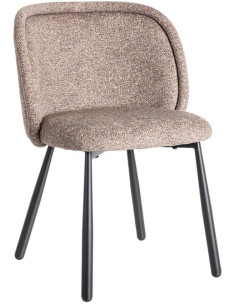 Chaise rétro dossier large en Tissu Vieux taupe Chiné Métal Noir Tiriel (Lot de 2) - 1