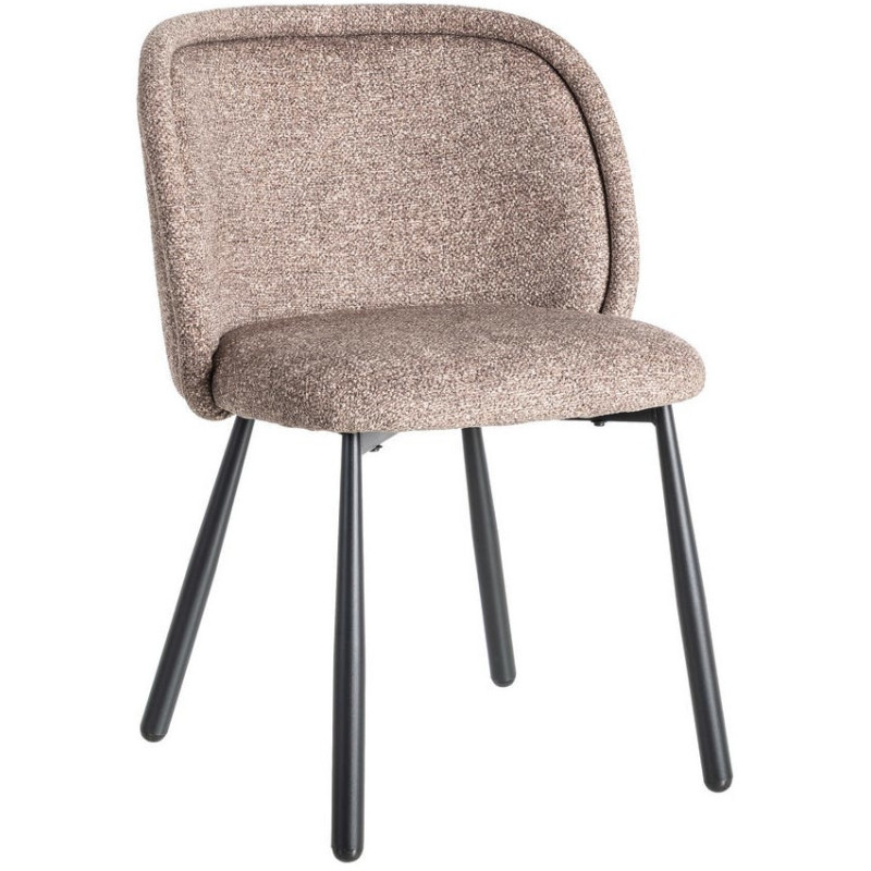 Chaise rétro dossier large en Tissu Vieux taupe Chiné Métal Noir Tiriel (Lot de 2) - 1