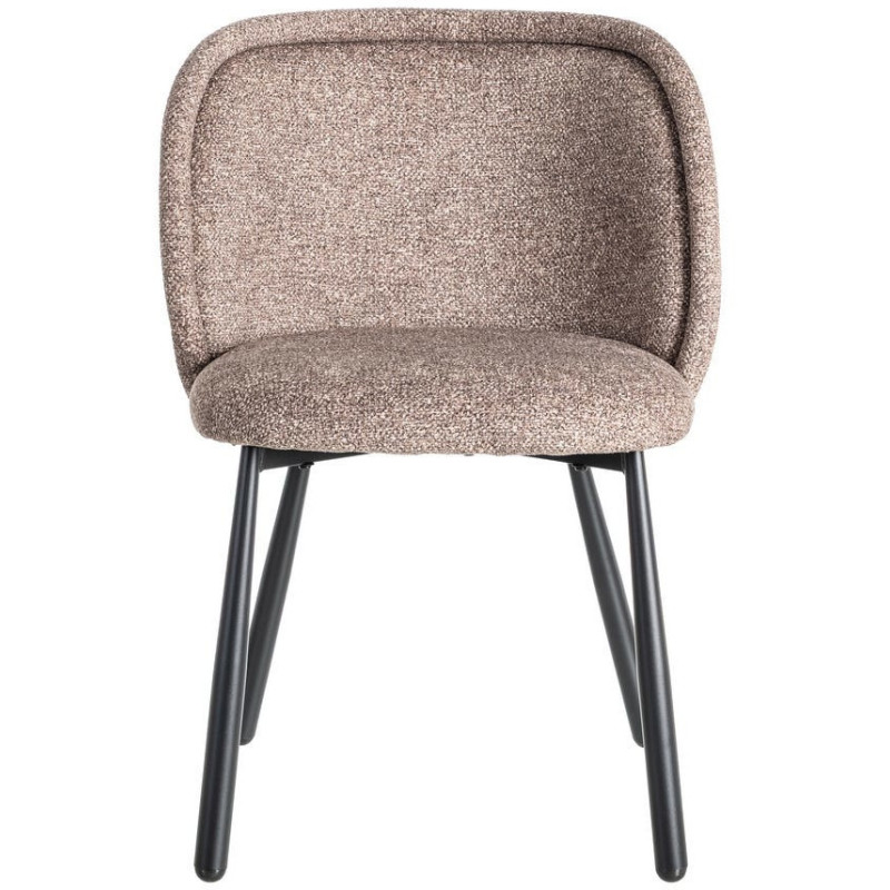 Chaise rétro dossier large en Tissu Vieux taupe Chiné Métal Noir Tiriel (Lot de 2) - 2