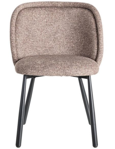 Chaise rétro dossier large en Tissu Vieux taupe Chiné Métal Noir Tiriel (Lot de 2) - 2