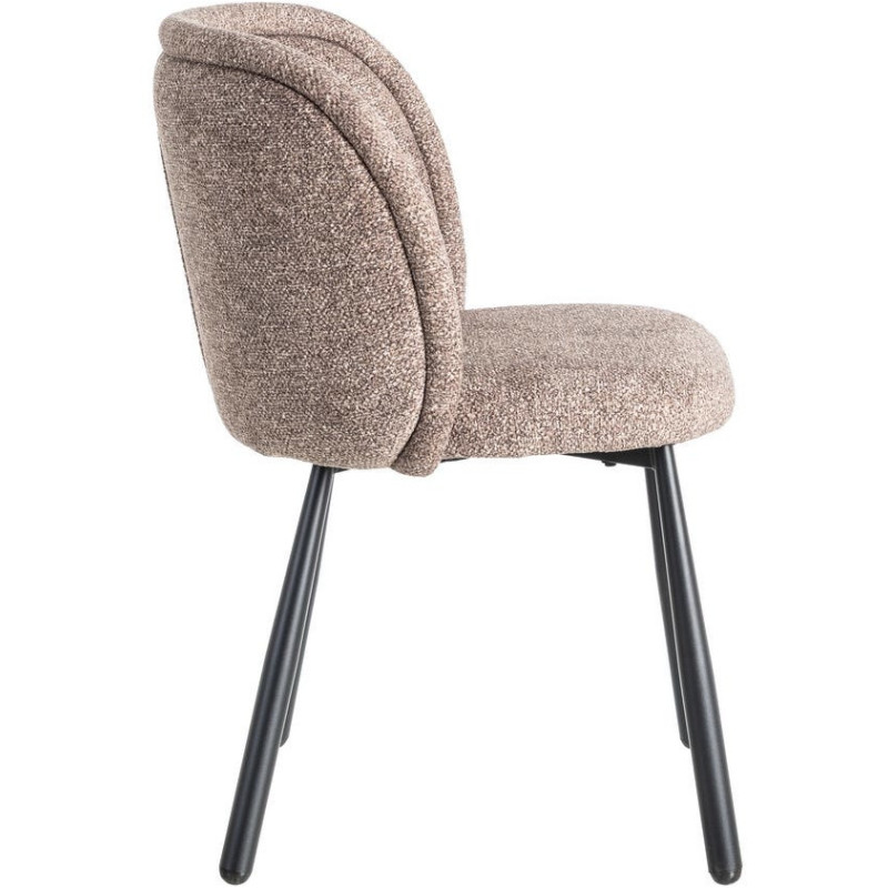 Chaise rétro dossier large en Tissu Vieux taupe Chiné Métal Noir Tiriel (Lot de 2) - 3