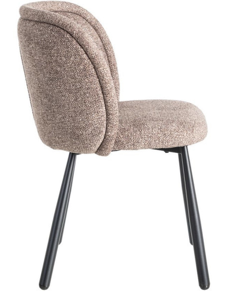 Chaise rétro dossier large en Tissu Vieux taupe Chiné Métal Noir Tiriel (Lot de 2) - 3