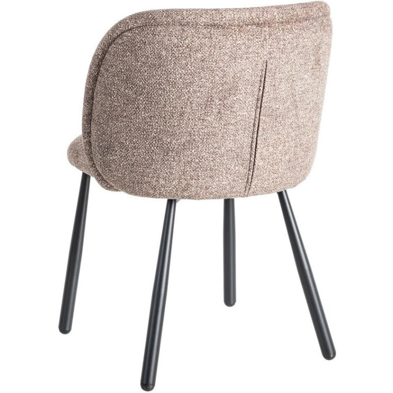 Chaise rétro dossier large en Tissu Vieux taupe Chiné Métal Noir Tiriel (Lot de 2) - 4