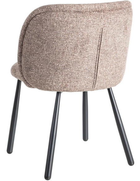 Chaise rétro dossier large en Tissu Vieux taupe Chiné Métal Noir Tiriel (Lot de 2) - 4