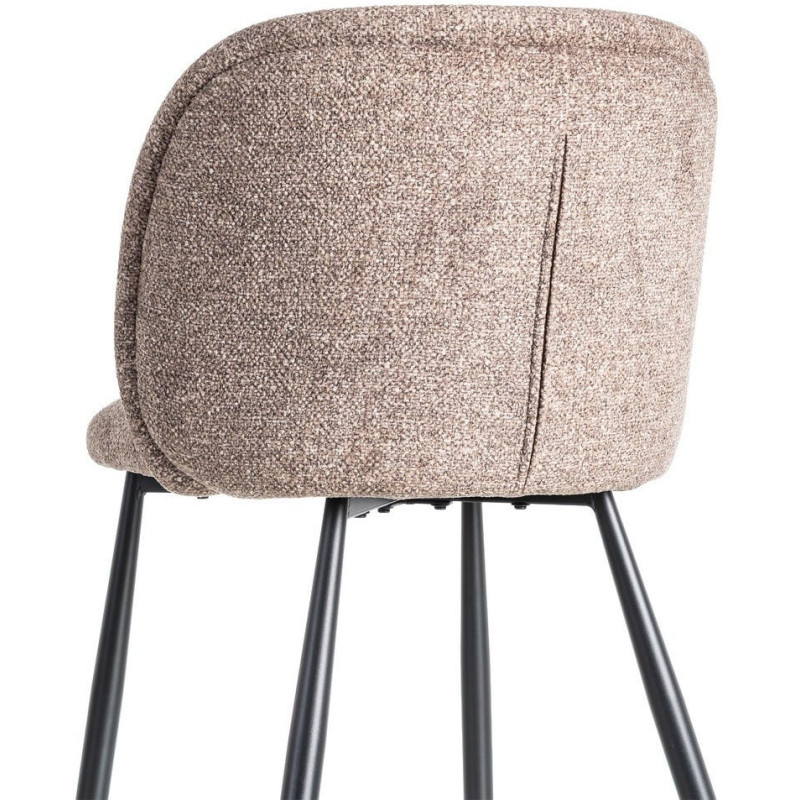 Chaise rétro dossier large en Tissu Vieux taupe Chiné Métal Noir Tiriel (Lot de 2) - 5