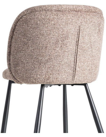 Chaise rétro dossier large en Tissu Vieux taupe Chiné Métal Noir Tiriel (Lot de 2) - 5