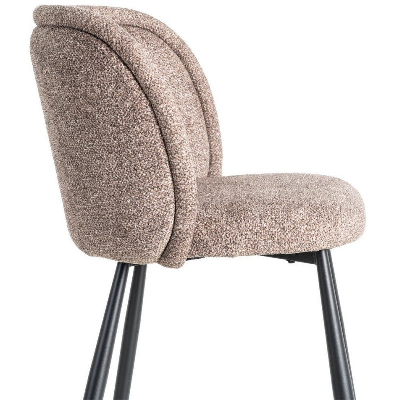 Chaise rétro dossier large en Tissu Vieux taupe Chiné Métal Noir Tiriel (Lot de 2) - 6