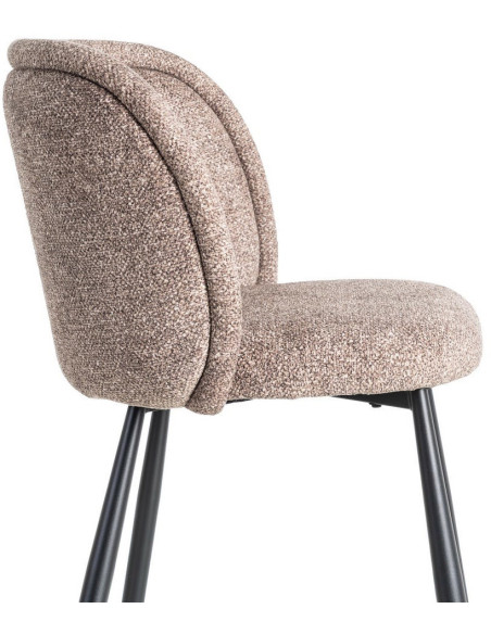 Chaise rétro dossier large en Tissu Vieux taupe Chiné Métal Noir Tiriel (Lot de 2) - 6