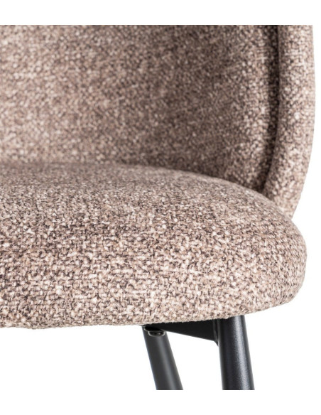 Chaise rétro dossier large en Tissu Vieux taupe Chiné Métal Noir Tiriel (Lot de 2) - 8