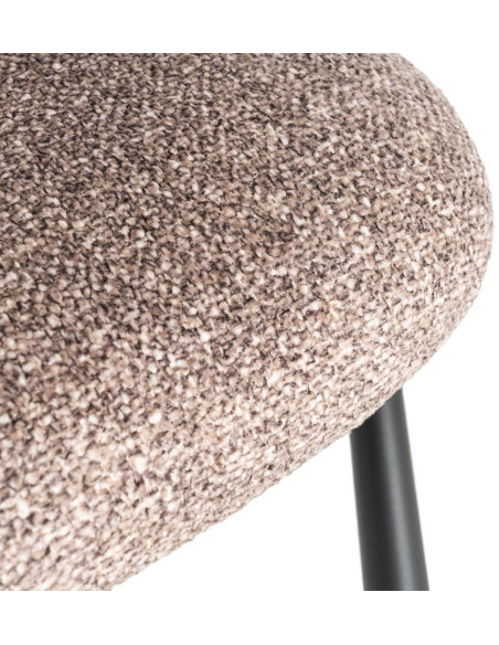 Chaise rétro dossier large en Tissu Vieux taupe Chiné Métal Noir Tiriel (Lot de 2) - 10