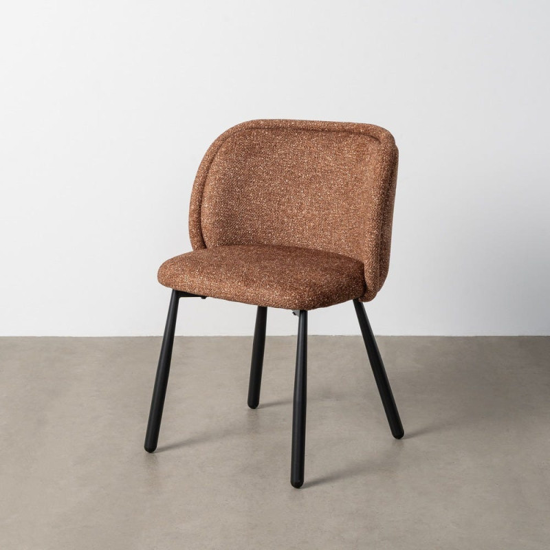 Chaise rétro dossier large en Tissu Ocre Chiné Métal Noir Tiriel (Lot de 2) - 11