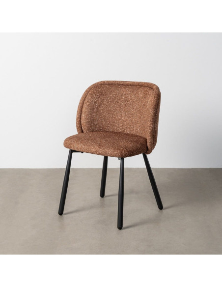 Chaise rétro dossier large en Tissu Ocre Chiné Métal Noir Tiriel (Lot de 2) - 11