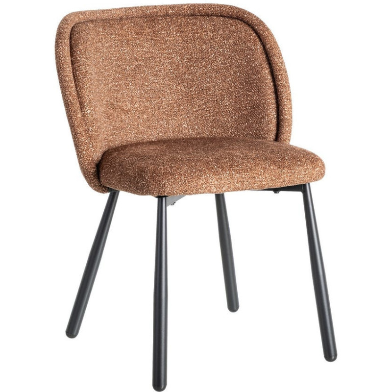 Chaise rétro dossier large en Tissu Ocre Chiné Métal Noir Tiriel (Lot de 2) - 1