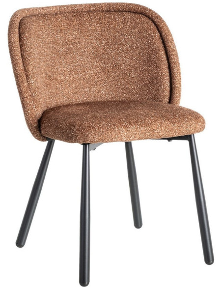 Chaise rétro dossier large en Tissu Ocre Chiné Métal Noir Tiriel (Lot de 2) - 1