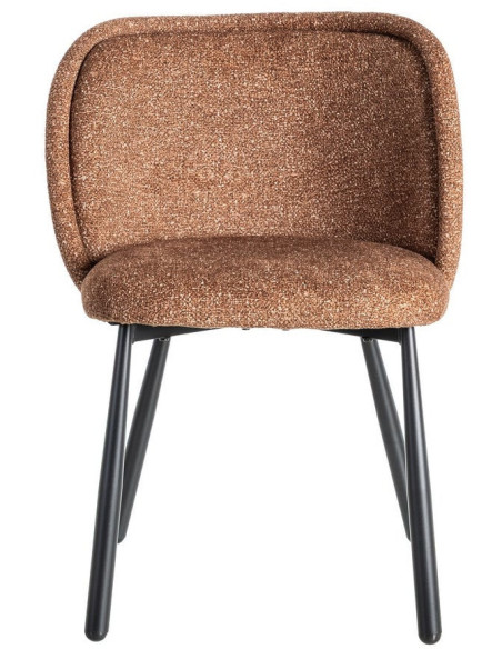 Chaise rétro dossier large en Tissu Ocre Chiné Métal Noir Tiriel (Lot de 2) - 2